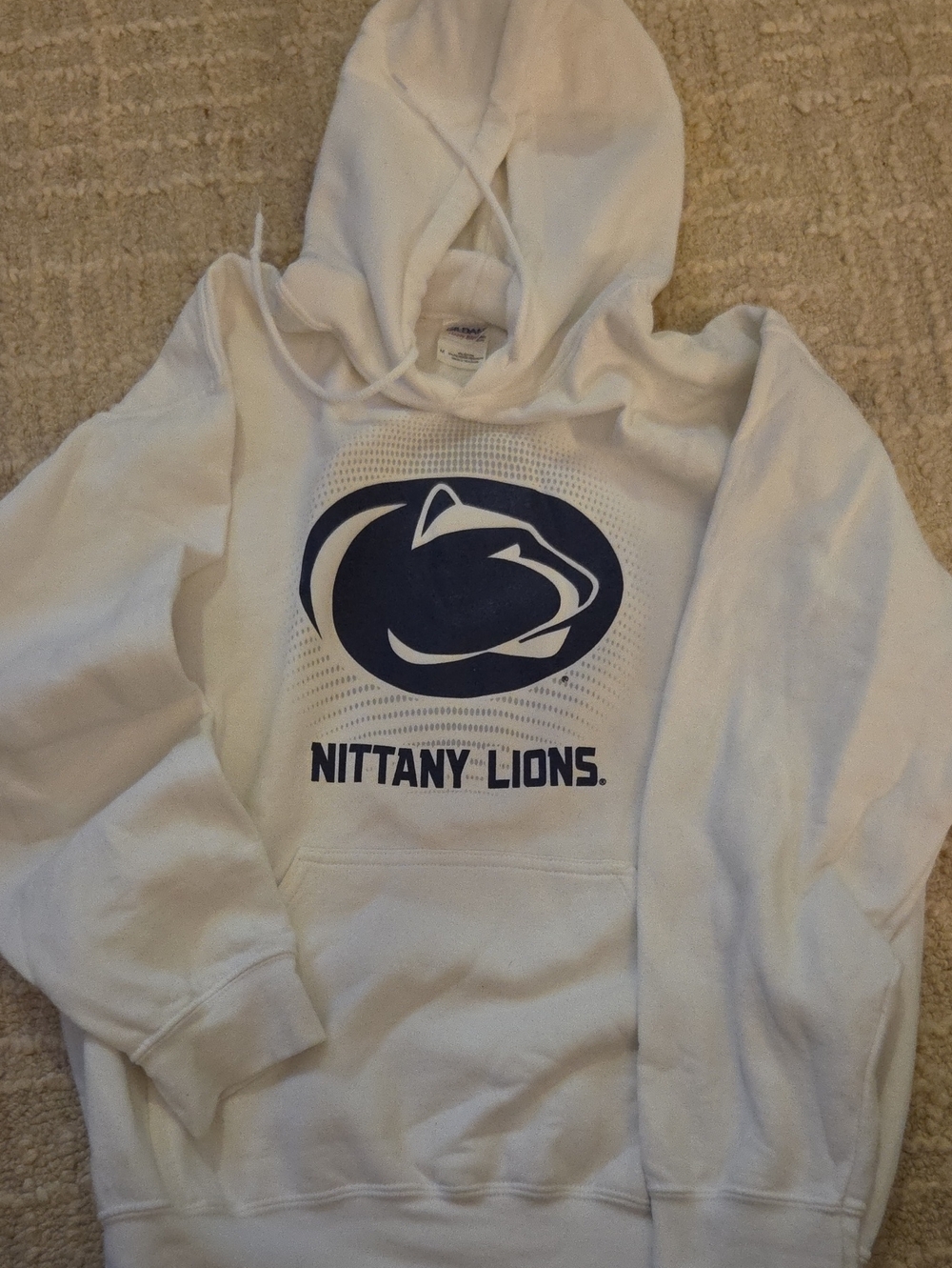 Gildan White Hoodie with Navy Penn State Nittany Lions Logo, M